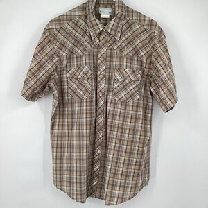 Mens Wrangler Wrancher Pearl‎ Snap Short Sleeved Shirt large western